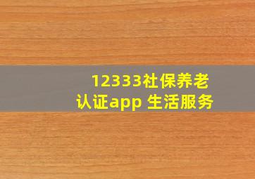 12333社保养老认证app 生活服务